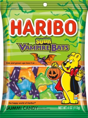 Haribo Halloween Sour Vampire Bats Gummy Candy 4oz 12ct